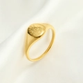 Macro detail of a gold titanium steel signet ring with engraved floral flower patterns - US 7 / Gold Plum Blossom Style (C289)