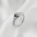 Macro shot of silver signet ring with engraved flower pattern on white silk - US 7 / Silver Plum Blossom Style (C289)