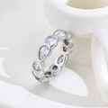 Detail showing pear-cut and round zircon stones in silver bezel setting on a ring - US 7 / Silver Round Waterdrop Rhinestone (C271)
