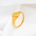 Vintage golden signet ring for women with engraved wheat plant pattern and polished finish - Gold Wheat Ear Style (C289)