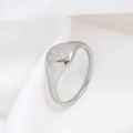 Silver stainless steel signet ring with engraved plant leaf pattern and floral design - Silver Wheat Ear Style (C289)