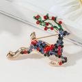 Exquisite golden reindeer brooch with colorful rhinestones for Christmas holiday fashion - Gold Multicolor Rhinestone Reindeer