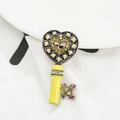 Spilla lussuosa a forma di cuore vintage con strass colorati e finitura smaltata - Spilla Chiave a Cuore