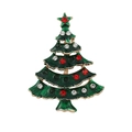 Brosche in Form eines Weihnachtsbaums aus grünem Emaille mit bunten Strasssteinen - Grüner Weihnachtsbaum (021)