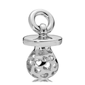 Baby pacifier charm in S925 silver with hollow heart details for DIY bracelets - Hollow Heart Pacifier Style (5278561255354)