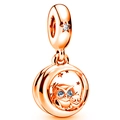 Rose gold owl pendant charm with blue zircon eyes and star detail for bracelets - Rose Gold Owl Star Style (5278561255355)