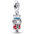 Luxury silver nutcracker soldier charm with colorful enamel details for bracelets - Multicolor