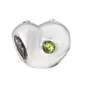 Silver heart-shaped charm with a brilliant green faceted gemstone for DIY bracelets - Emerald Green Heart Bead (4)