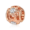 Roségoldener Blumen-Charm mit funkelnden Kristallen für Armbänder - Normale Spezifikation / Pave-Blume-Hohl-Stil (18) / Roségold