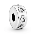 Silver crown charm bead with clear cubic zirconia stones for charm bracelets - Silver Crown Relief Pave Bead Style (5278561255387)