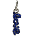 Silver letter charm with dark blue rhinestones for DIY beaded bracelets and necklaces - Silver Dark Blue Gem Letter Charm (039)