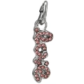 Vertical Love charm pendant with pink cubic zirconia and lobster clasp in silver alloy - Silver Pink Gem Love Letter Hook Pendant (040)