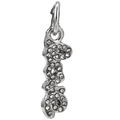 Polished silver LOVE charm pendant with sparkling cubic zirconia for bracelets - Silver Artistic Letter Pave Pendant (041)