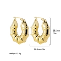 Macro detail of 28.5mm golden twisted hoop earrings with thick textured bamboo design - Stainless Steel Bamboo Hoop (22244)