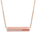Collana a barra oro rosa incisa I love you to the moon con pietre sfumate - I love you to the moon and back-Oro Rosa