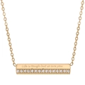 Close-up of gold bar pendant engraved Life is tough but so are you with zircon - Life is tough but so are you-Gold