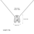 Detailed view of silver bubble letter A pendant necklace with size and weight specs - Silver Letter A / Pendant With Stainless Steel Chain