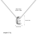 Detailed size specifications for silver bubble letter E necklace with dimensions and weight - Letter E / Silver
