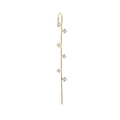 Macro detail of gold ear crawler earring featuring six sparkling claw-set cubic zirconia stones - Six Zirconia (21395_4)