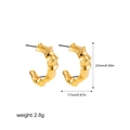 18K gold plated stainless steel bamboo C-hoop earrings with 23mm height measurement - 18K Gold C-Shaped 23mm (T087_3)