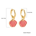 Detail showing pink shell hoop earrings with dimensions 3cm height and weight 4.89g - Pink Shell