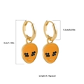 Detail of orange enamel alien earrings with gold hoops showing dimensions 3cm height and weight - Orange Alien