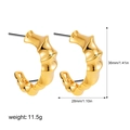18K gold plated C-shaped chunky hoop earrings with twisted bamboo texture 36mm - 18K Gold C-Shaped 36mm (T087_1)