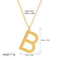 Detail of gold initial B pendant with hammered texture and paperclip chain dimensions - Letter B