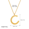 Detailed size specifications for a gold initial C necklace with hammered texture pendant - Letter C