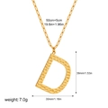 Golden paperclip chain necklace with hammered texture letter D pendant and size details - Letter D