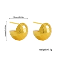 Detailed view of 18K gold faceted geometric dome earrings with size and weight specs - Faceted Bean