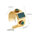 Detailed view of vintage 18K gold wide ring with turquoise and malachite stones - Wide Geometric Malachite Style (R713_1) / Gold Malachite Texture (R713_1)
