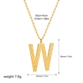 Golden paperclip chain with 39mm hammered letter W pendant and product measurements - Letter W