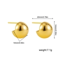 Polished 18K gold-plated stainless steel geometric dome stud earrings with dimensions - Sandblasted Bean
