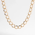 Punk style chunky gold chain necklace with irregular oval geometric alloy links - Irregular Oval (11506_16)
