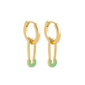 Orecchini a cerchio Y2K in oro con pendenti a forma di spilla da balia verde menta - Spilla Verde