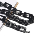 Detail of chunky black acrylic eyeglass chain with metal lobster clasp and rubber loops - Black Square (GC063_1)