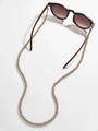 Detail of golden beaded eyewear chain attached to tortoiseshell vintage sunglasses - Alloy Round Beads (GC027)