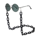 Detail of chunky black acrylic eyeglass chain with vintage round sunglasses - Black (GC020_9)