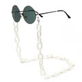 Detail of chunky white acrylic eyewear chain with vintage sunglasses and silver lobster clips - White (GC020_10)
