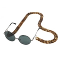 Close-up of amber acrylic chunky chain with retro thin metal frame sunglasses - Tortoise Shell (GC006_7)