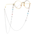 Detail of colorful beads and silver chain on vintage round metal frame glasses - Colorful Glass Beads (GC002_2)
