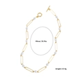 Punk style gold alloy chain necklace with irregular pearls and OT toggle clasp, 48cm length - Gold With White (11506_1)