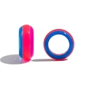 Y2K resin ring set featuring bold blue and neon pink striped dopamine color design - Rose Red Color Block Style (R369_2)