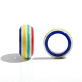 Y2K rainbow striped resin ring featuring colorful red blue and yellow multi-color bands - Blue White Yellow Green Striped Style (R369_6)