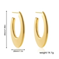 Detailed dimensions of 18k gold plated chunky C-shaped hoop earrings 48mm in height - Gold Large Oval Style (22472_1) / 48x28mm / Gold