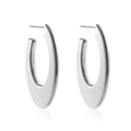 Detail of high-polish silver stainless steel teardrop earrings with smooth mirror finish - Silver Large Oval Style (22472_2) / 48x28mm / Silver
