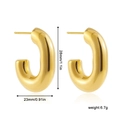 Dettaglio orecchini a cerchio dorati spessi con misure indicate di 28mm per 23mm - Stile Spesso a Forma di C Oro (22477_1)