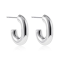 Dettaglio orecchini a C in acciaio inossidabile con finitura a specchio argento - Stile Spesso a Forma di C Argento (22477_2)