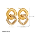 Detail van 18K vergulde dubbele hoepeloorbellen met parels en afmetingen van 30mm hoog - Overlappende Dubbele Ring Kunstparel (22931)